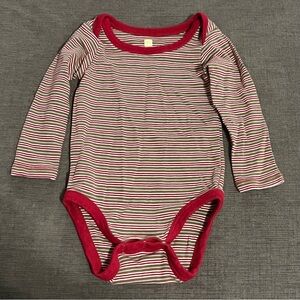 Tea Collection 6-12 months Striped Long Sleeve One piece Outfit Red bodysuit